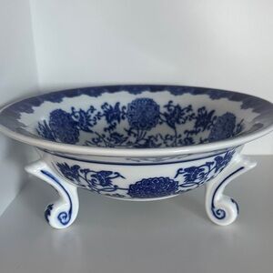 Blue and White Floral Porcelain Bowl